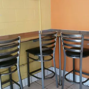 a row of bar stools