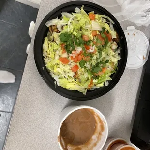 Fish Burrito Bowl and beans