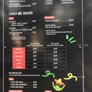 a menu for a mexican restaurant