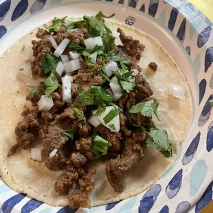 Carne Asada taco w/ homemade corn tortillas