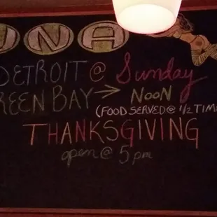 a menu on a chalkboard