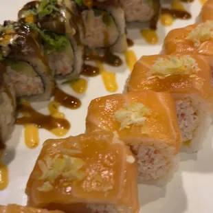 a close up of a sushi