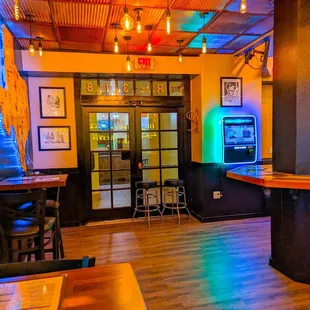 a television and bar