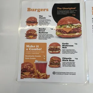 burgers, menu