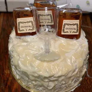 Double shot lemon hennessey cake . Butter cream icing made in henny, cake batter in henny.