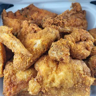 fried chicken in a styrofoam container