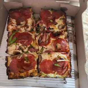 pepperoni, mushrooms, and cheese