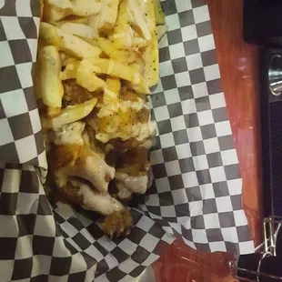 Wings and fries with cajun ranch and lemon pepper!