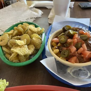 Fried pickles and Fritos chili pie