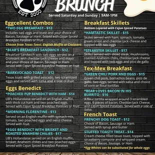 Brunch is now available every Saturday and Sunday from 9AM-1PM.