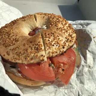 Sliced Lox and Cream Cheese Sandwich