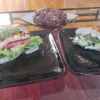 Lox Smear, Cucumber, Sprouts, and Capers Bagel