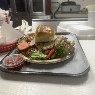 This is their serving window, where the waitress grabs the food as you can see they're very salad is very delicious looking