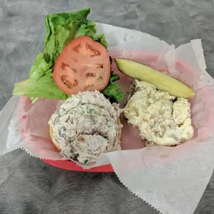 Home made Chicken Salad with Loaded Baked Potato Salad