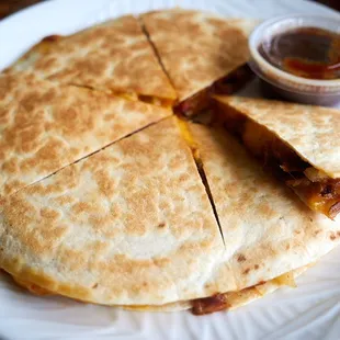 BBQ pork shoulder quesadilla