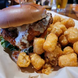  burger and tater tots