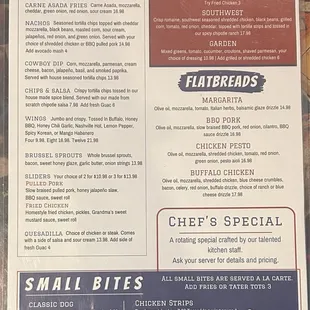 Appetizer side of the menu