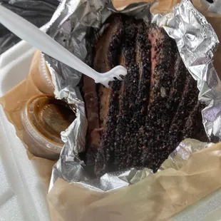 Sliced marbled brisket