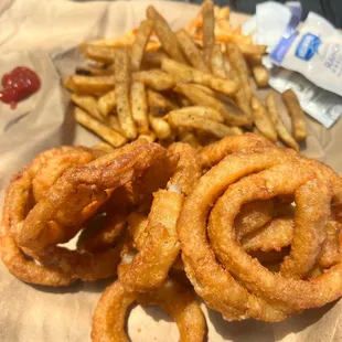 Onion rings and fries