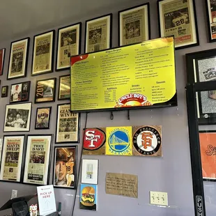 Menu and SF Sports Wall!