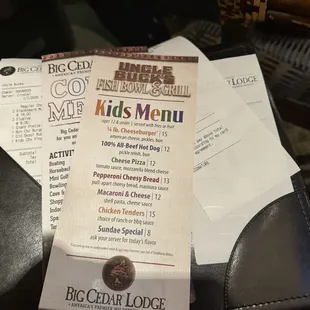 Kids menu