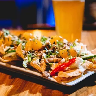 Duck wonton nachos. Large enough for 4-6