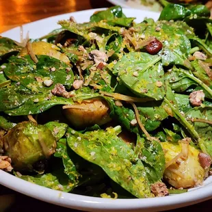 Spinach, Pancetta, and Brussels Salad. So good!