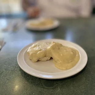 Biscuit and gravy, I&apos;d like biscuit more crispy on the outside