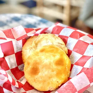 a biscuit in a basket