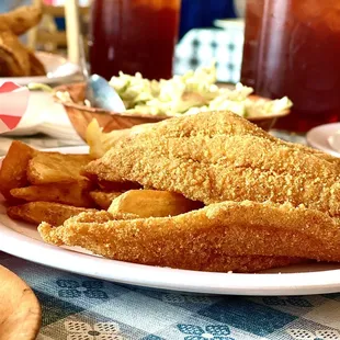 fried fish and fries on a plate