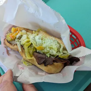 Uncle Charlies Special no jalapenos or tomatos and toasted.