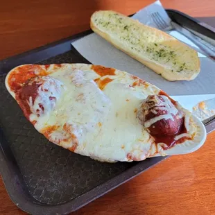 a pizza and bread