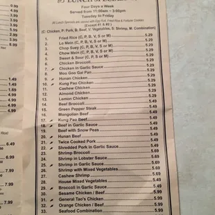 sushi and sashimi, menu