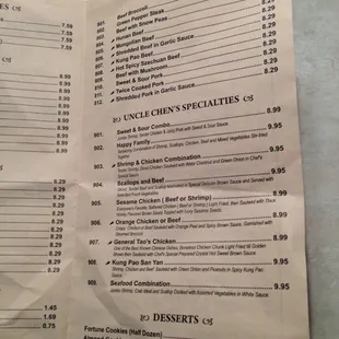menu