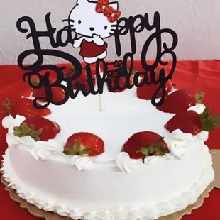 Strawberry Cake - was delicious ! I added this cute topper .