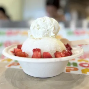 3L's - Lychee, LHM, Lilikoi with Tahitian vanilla ice cream and fresh strawberries