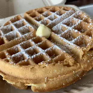 a waffle with butter