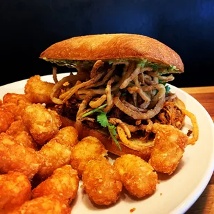 Pulled Pork with Red Chili Spice and Deep Fried Onions - Special!