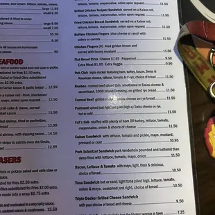 menu and prices