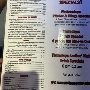 the menu