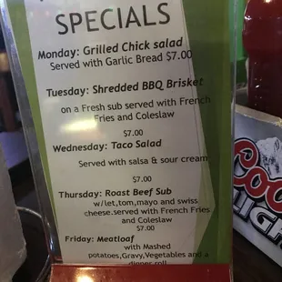 menu