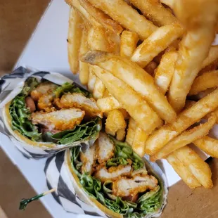 a sandwich and fries