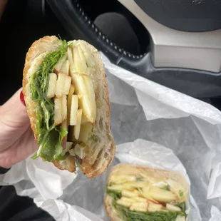 Bri and apple sandwich