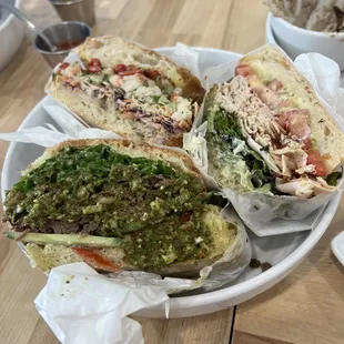 3 sandwiches- Turkey, shrimp melt &amp; smoked lamb (omg that mint chimi)