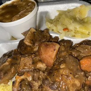 Oxtail Rice Cabbage Mash potatoes