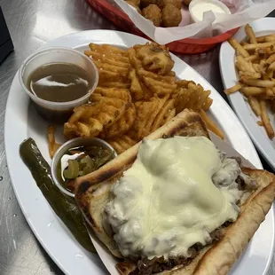 Italian Beef &amp; Mozzarella with Waffle Fries