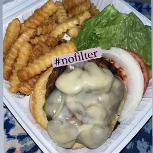 Mushroom burger with Fries