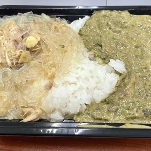 Chicken long rice and squid luau