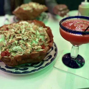 Nasty taco salad and watery margarita .