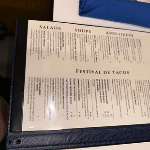 The new menu.